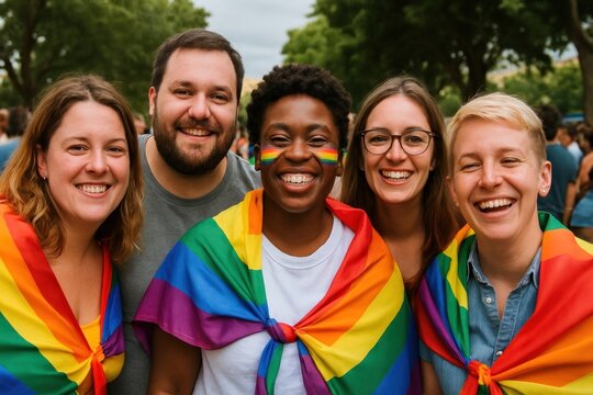 Diverse joyful pride celebration