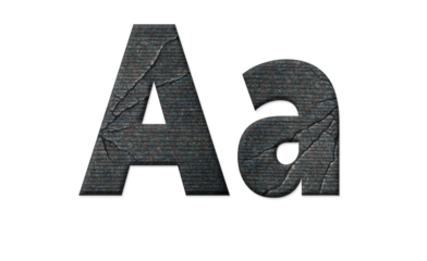 Cracked digital‑screen uppercase and lowercase letter “A” with pixel artifacts, scan‑line glitch and vintage‑TV noise on transparent background