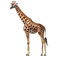 Fototapeta premium Realistic giraffe full body with natural fur pattern, isolated on transparent background