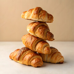 Delicious Croissant Stack isolated background