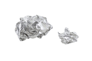 crumpled aluminum foil ball isolated on white or transparent png



