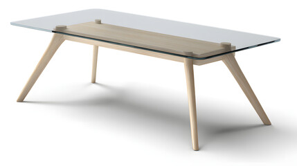 Fototapeta premium A glass table with wooden legs