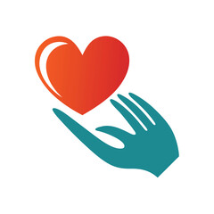 Charity Donation Logo with Hand and Heart Symbol