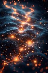 Fototapeta premium Abstract glowing network, dark background