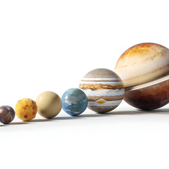 Obraz premium A line of planets, starting with the smallest and ending with the largest