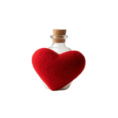Red Felt Heart in Glass Bottle with Cork