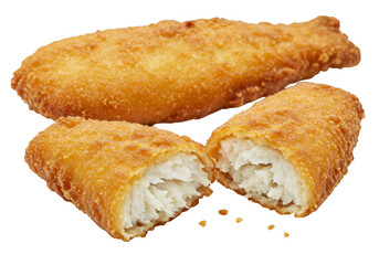 Fototapeta premium Crispy fried fish fillet isolated on transparent background.