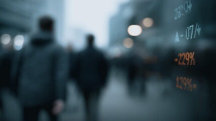 Urban stock market: An intriguing image juxtaposes a busy urban environment with a display of stock market data.