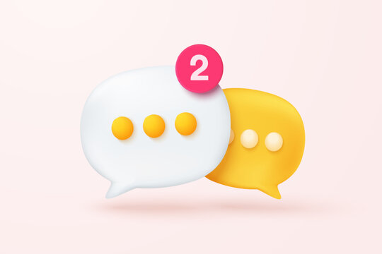 3D speech bubbles symbol on social media icon isolated on pastel background. Comments thread mention or user reply sign with social media. 3d speech bubbles icon vector with shadow render illustration