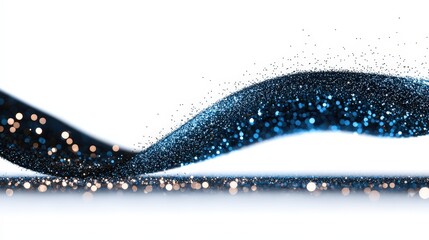 Naklejka premium Shimmering Blue Glitter Wave with Sparkling Bokeh Effect