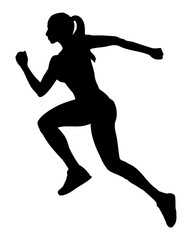 silhouette of a young woman running