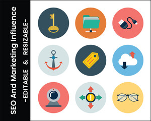 Set Of Flat Vector Icons For Business And Technology Concepts Isolated On White