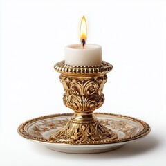 Single Parents Day candle holder on plain bright white background no shadows for cozy decor