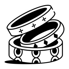 A hand drawn style icon depicting rings 
