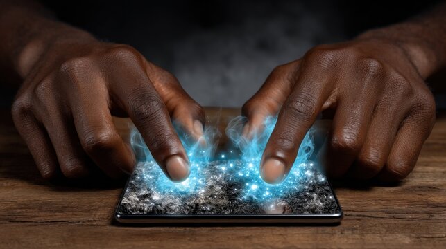 People building digital bridge with icons, typing, senior - Powered by Adobe