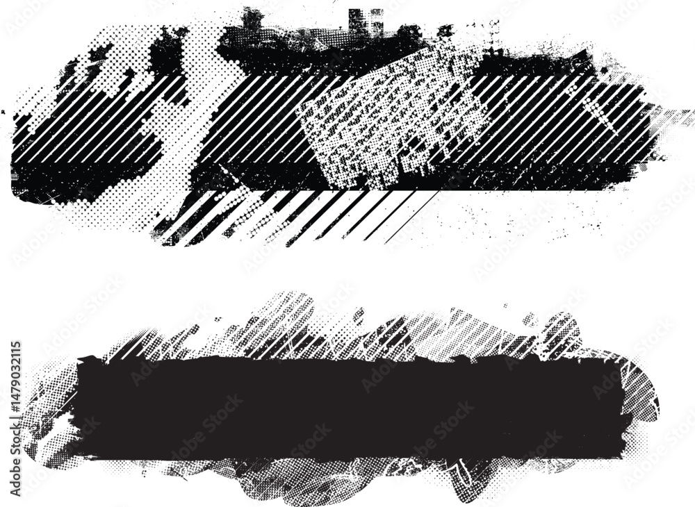 Aufkleber Grunge textured banner with rough edges. Speckled texture. Overlay grunge texture . Simply place texture over any object to create grunge effect . Banner with scratched surface for your design. 