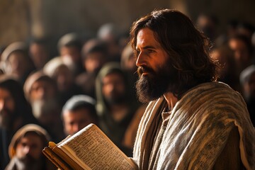 Christianity. Jesus reads from Isaiah in the synagogue and declares His mission. (Luke 4:16-21)