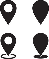 Location pin icon silhouette. Map pin place marker