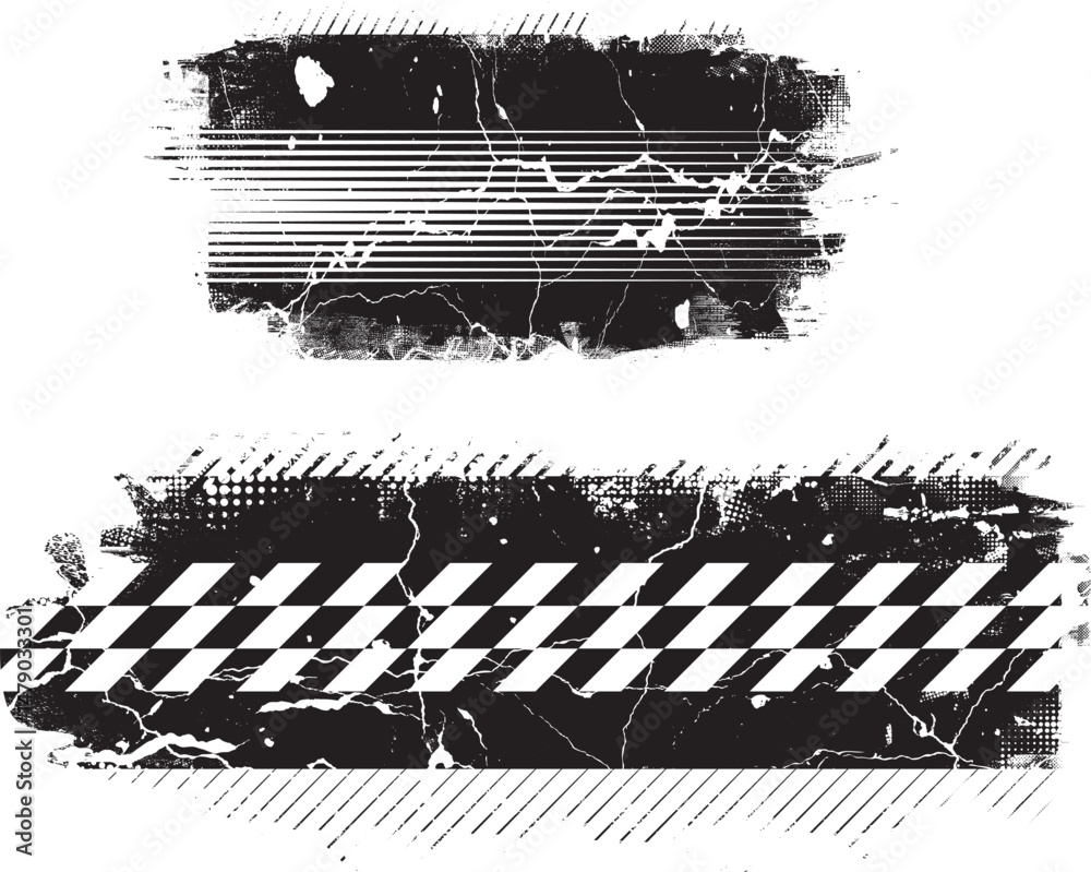 Aufkleber Grunge textured banner with rough edges. Speckled texture. Overlay grunge texture . Simply place texture over any object to create grunge effect . Banner with scratched surface for your design. 