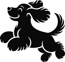 Happy Running Dog Silhouette Vector Design.