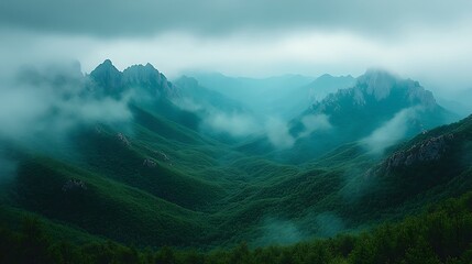 Fototapeta premium Misty mountain range (1)