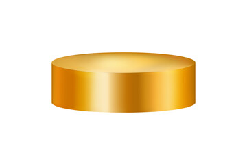 Round golden podium, isolated on white background. Can be used for product demonstration. Realistic vector illustration.