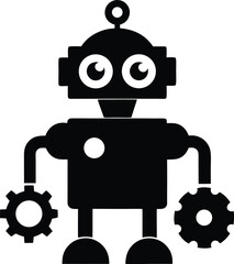 Fototapeta premium Black Gearhead Robot Clipart