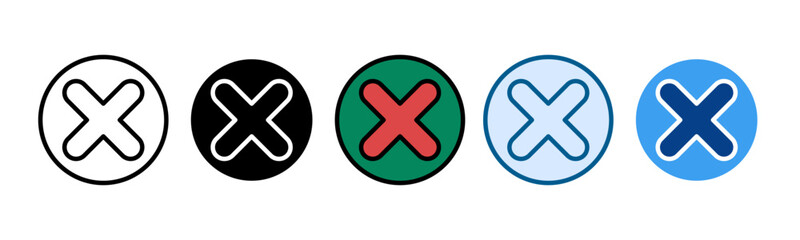 Fototapeta premium Cross Mark Icon Set Multiple Style Collection