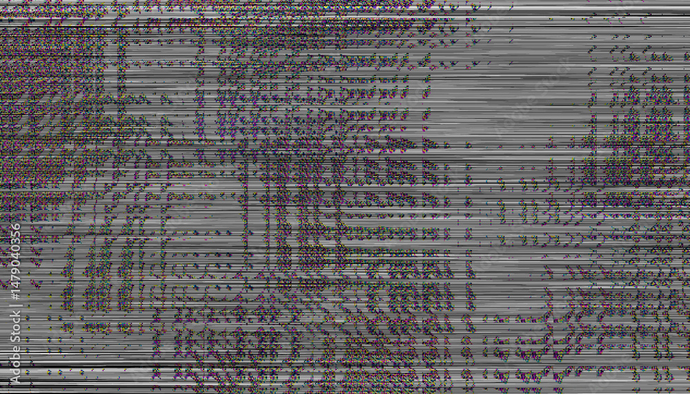 Poster glitch noise static television vfx. visual video effects stripes background, crt tv screen no signal