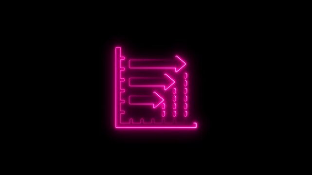 Animated neon pink data visualization chart with flowing arrows against a black background