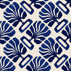 Trendy minimalist seamless botanical pattern with abstract creative hand drawn composition
