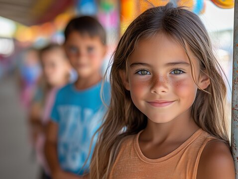 Aufregende Wartezeit: Familie im Freizeitpark