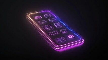 Obraz premium Neon-lit smartphone app icons