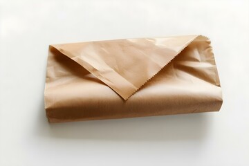 Brown Present Wrapping Paper Taped to White Background for Elegant Gift Packaging