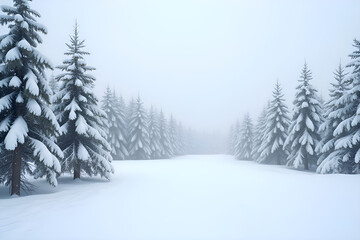 Snowy Landscape with Pine Trees,