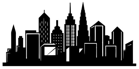 Fototapeta premium Vector city silhouette in a flat style. Modern urban landscape.vector illustration