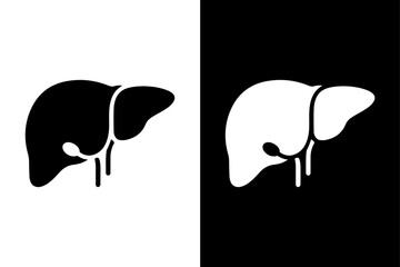 Human Liver Silhouette Vector Icon Black and White Medical Design.