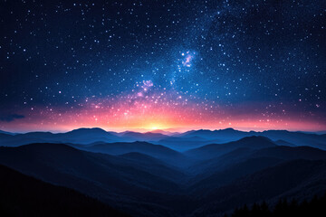 Fototapeta premium A Peaceful Nightscape Framed by Forest and Sky