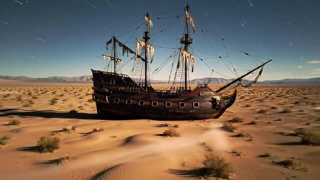 ship in the sea of sand