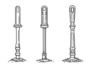 Pile Driver Line Art Vector Design