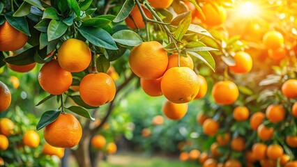 Freshly Harvested Oranges on Trees, Ready to be Picked
