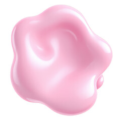 A shiny, pink blob of bubble gum in a smooth, irregular shape.