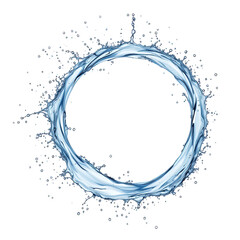 Fototapeta premium A dynamic circular splash formed by swirling water droplets.