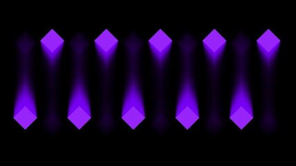 Abstract glowing purple square shapes on dark background animated video - Powered by Adobe