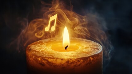 Music notes forming in the smoke of a candle