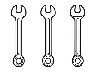 Pipe Wrench Outline Art Set