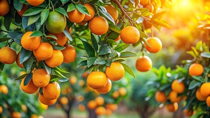 Freshly Harvested Oranges on Trees, Ready to be Picked.