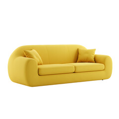 Mustard Yellow Modern Sofa - Contemporary Couch on transparent background