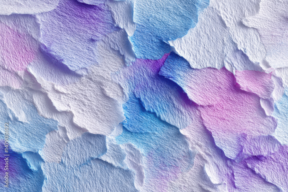 Leinwandbilder abstract textured background of crumpled pastel paper in shades of blue, purple, and white, creating