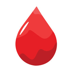 Obraz premium Bright Red Blood Drop Icon on a White Background. Glossy red droplet illustration symbolizing blood donation, healthcare, or vitality, against a clean white background, emphasizing clarity and strong 